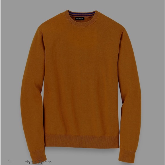 PAUL FREDRICK Orange Supima Cotton Crew Neck SweaterNWT